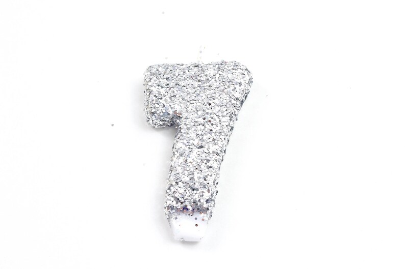 3 Number 7 Candle Seventh Silver Cupcake Candle Seven Cake Topper 7th Anniversary Glitter Cake Topper Birthday