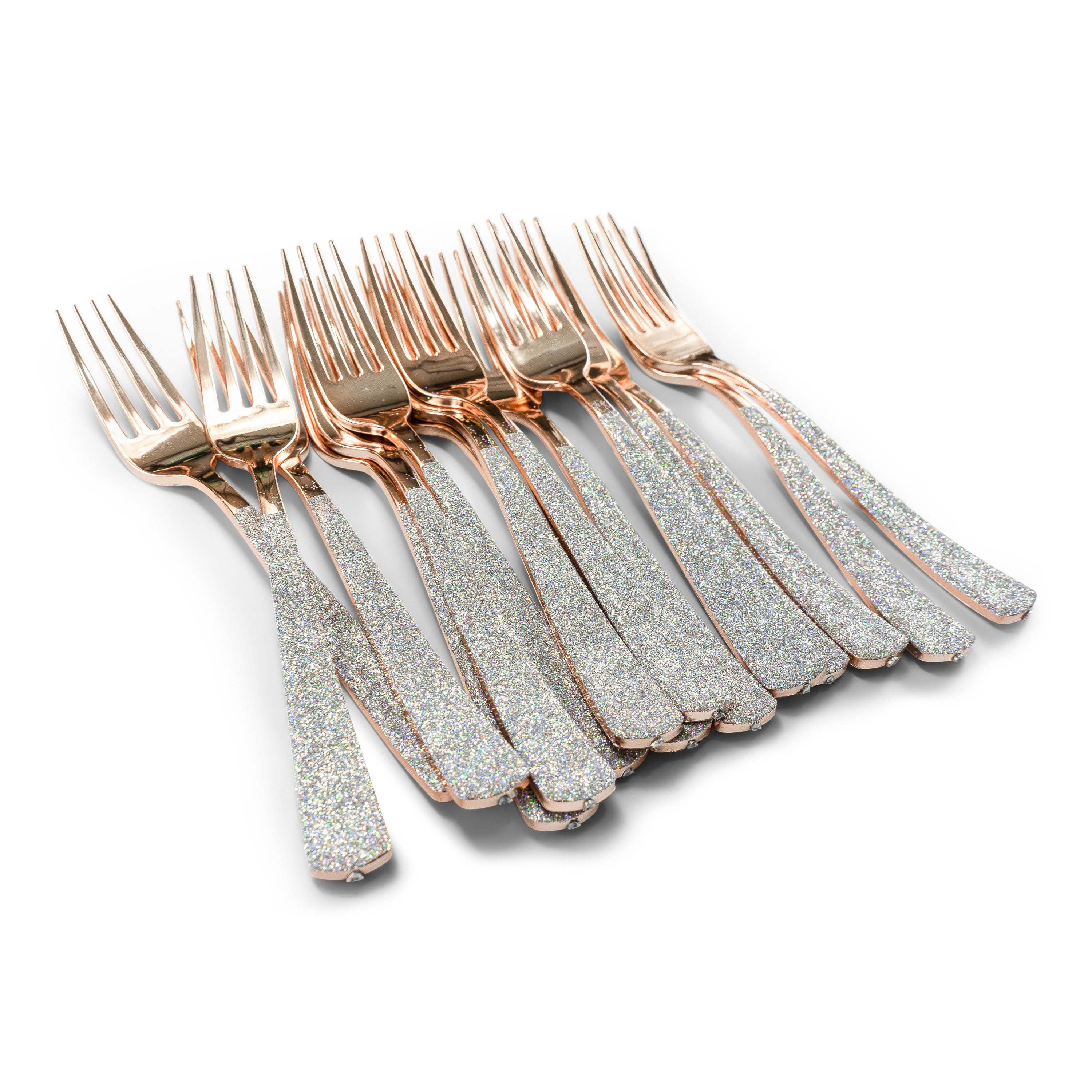 15pc Rose Gold Forks Holographic Glitter Decorative Etsy
