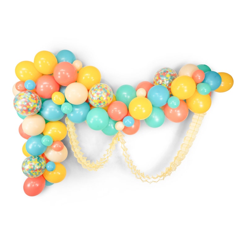 Giant Balloon Garland Kit Peach Mint Teal Coral Mustard Giant Balloon Arch Vintage Summer XL Party Prop, Vintage Balloons image 1