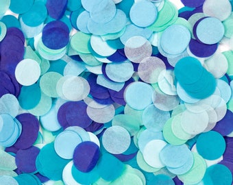 Confetti Pack - Mint Blue Navy Teal Biodegradable 1” Confetti- “Under the Sea" - Table Decor, Baby Shower, Ocean, Boy Birthday