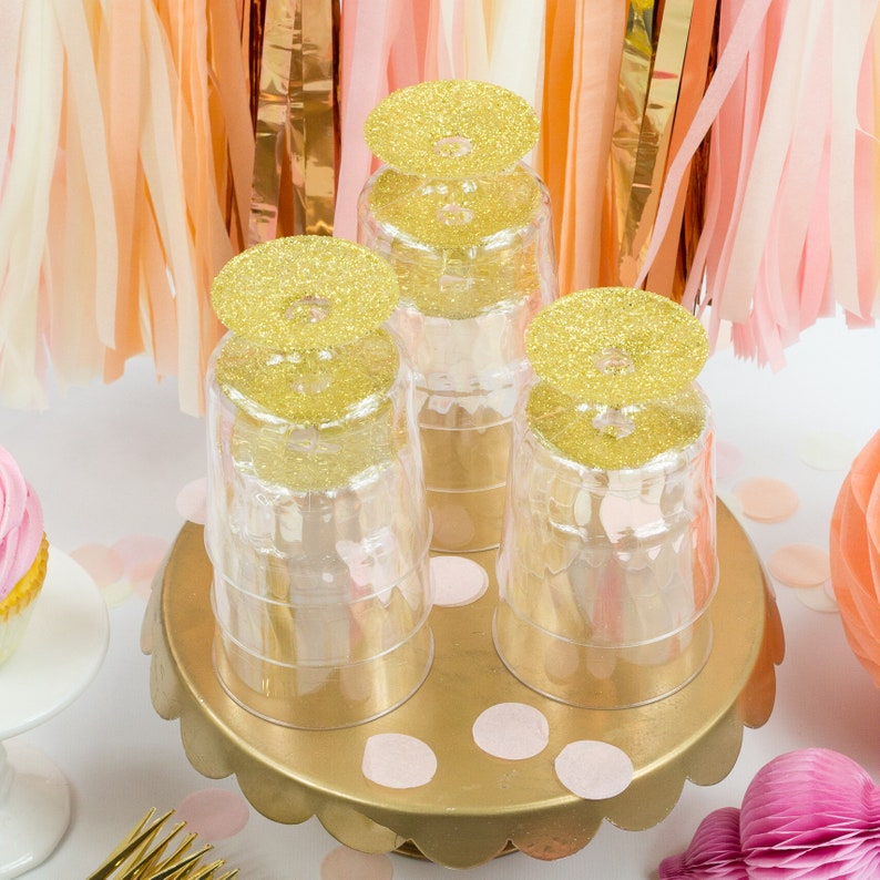 15 Glitter Cups Gold Sparkle Disposable Cup Decorative Etsy