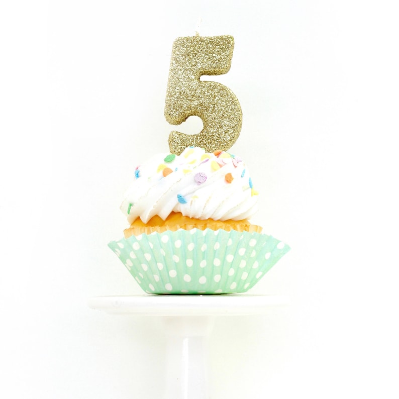Gold 5 Number Candle Birthday Anniversary Party Cake Decorations Topper