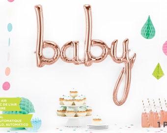 Large Baby Script Balloon - Rose Gold - 46” XL - Baby Shower Prop, Giant Baby Balloon, Baby Photo Prop