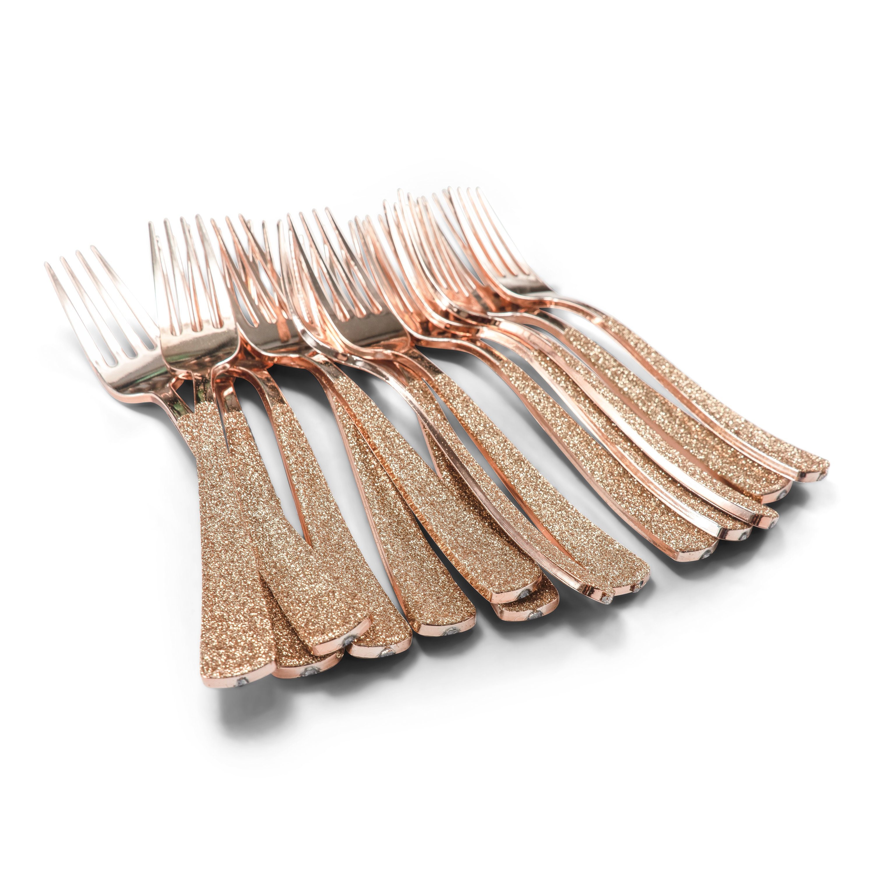15pc Rose Gold Forks Rose Gold Glitter Decorative Etsy