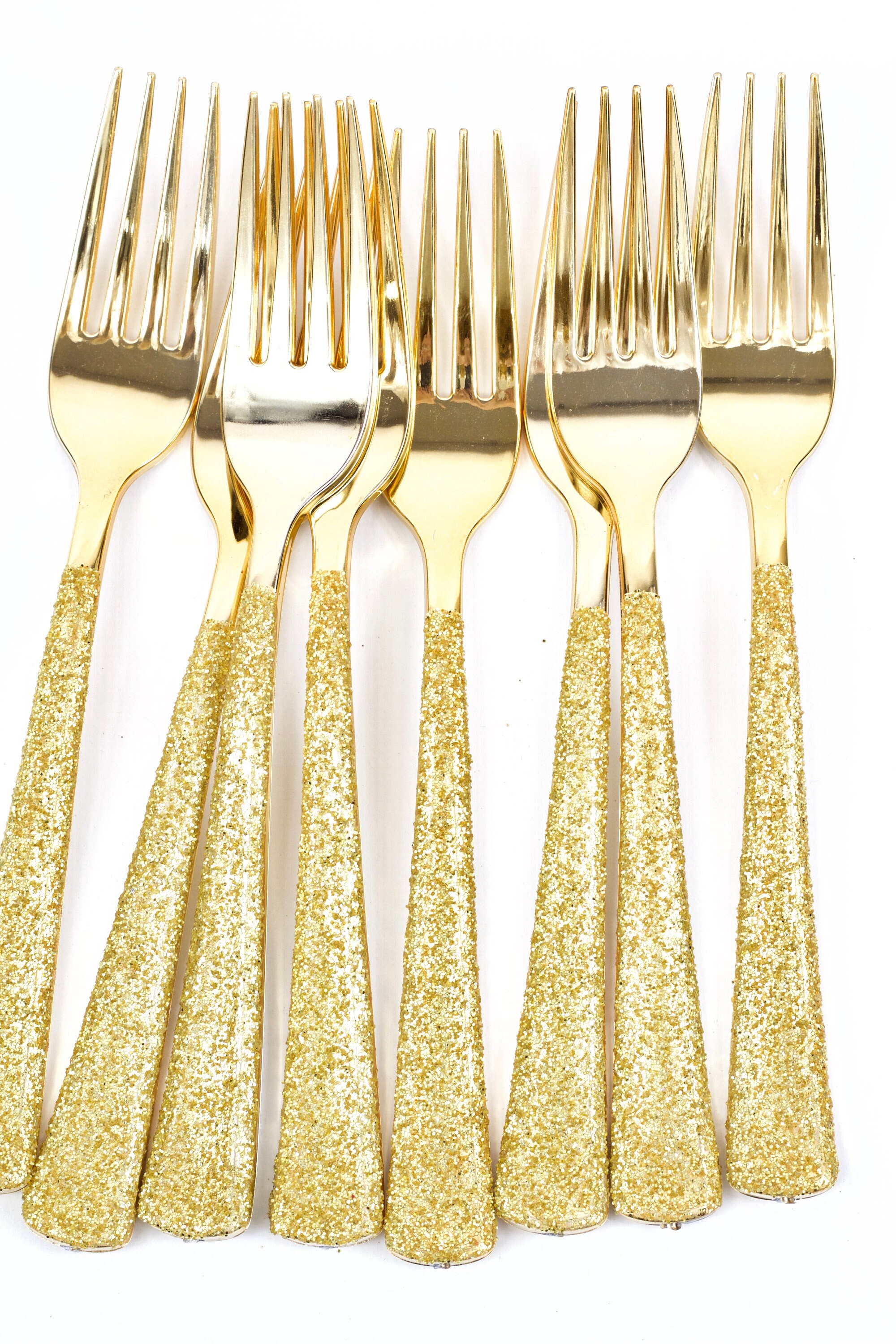 15pc Gold Forks Gold Glitter Decorative Silverware Etsy