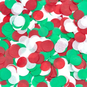 Confetti Pack - Red Green White Biodegradable 1” Confetti- “Mistletoe Kisses" - Table Decor, Holiday Party, Christmas Decor