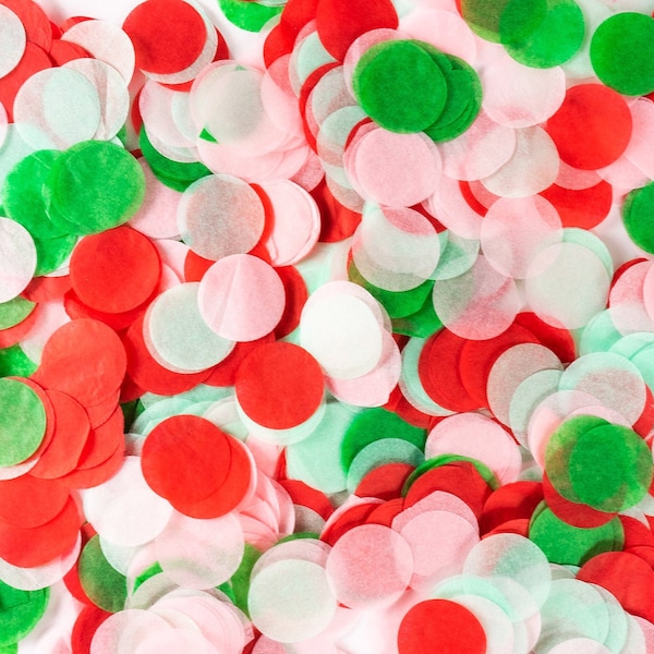 Confetti Pack - Red Mint Pink Green Biodegradable Confetti- “A Joyful Christmas" - Table Decor, Holiday Party, Boy Birthday, Shower