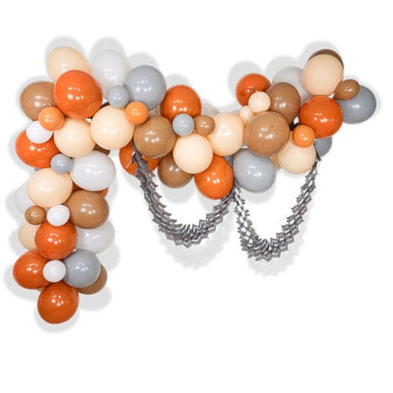 Giant Balloon Garland Kit Orange Brown Gray Peach Giant Etsy