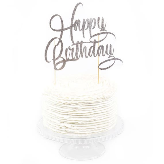 Happy Birthday Cake Topper Argento Decorazione per torte Decorazioni per  feste di compleanno, 1, 16, Primo, 50, Script Glitter, Decorazioni  alimentari -  Italia