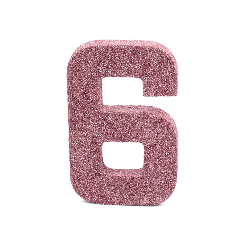 Smash Cake Prop Table Deco XL Glitter Number Six 6th Birthday Party Anniversary Giant Giant Number 6 Blush Pink 8 6