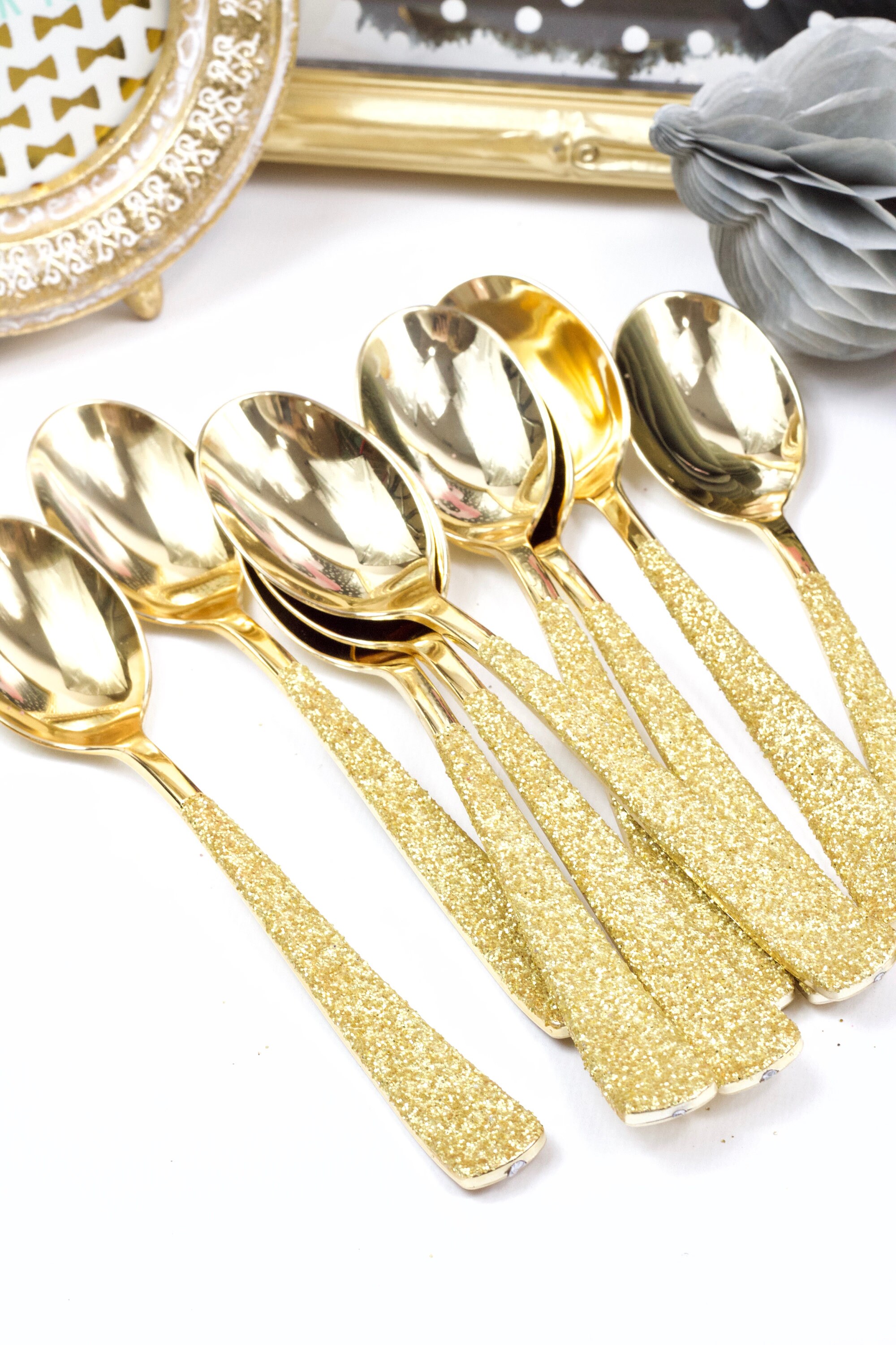 15pc Gold Spoons Gold Glitter Decorative Silverware Etsy
