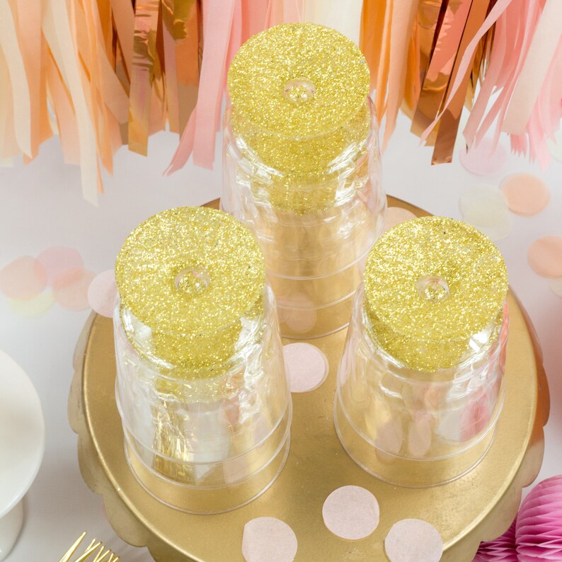 15 Glitter Cups Gold Sparkle Disposable Cup Decorative Etsy