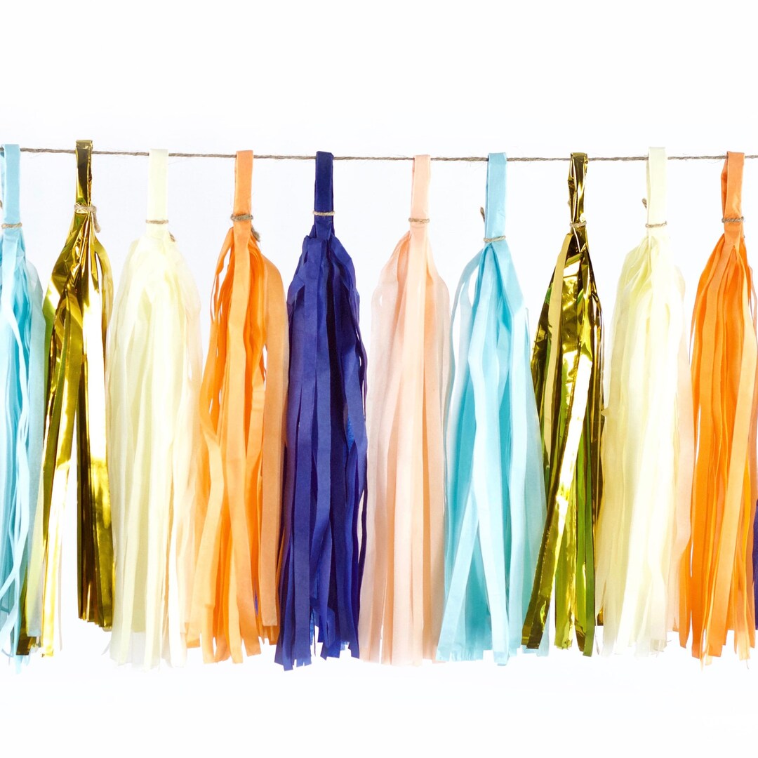 15 Tassel Garland Blue Gold Orange Navy Peach Tassels Etsy