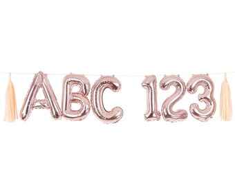 16” Custom Rose Gold Word Balloon Banner
