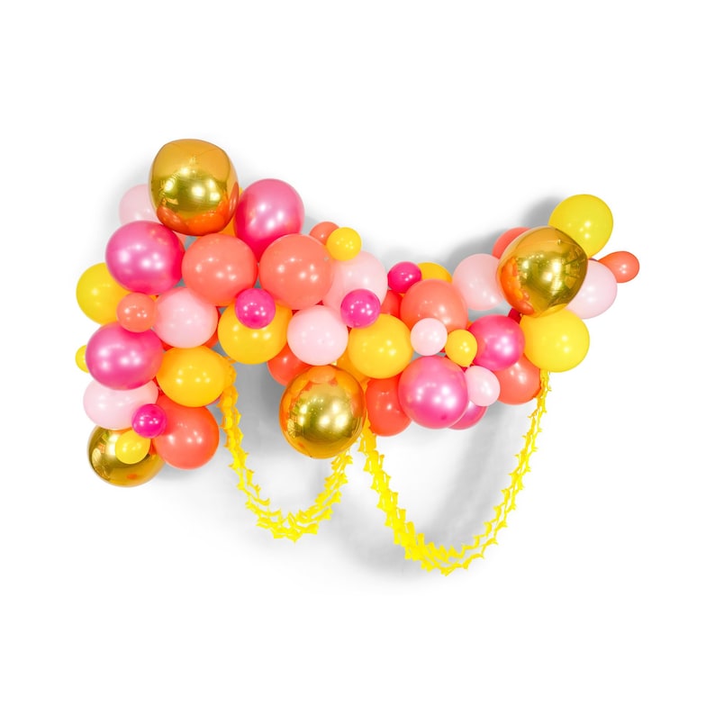 Balloon Garland Kit Pink Tangerine Gold Peach Yellow Giant Balloon Arch Mai Tai XL Girl Party Prop, Tropical, Bridal, Girl image 1