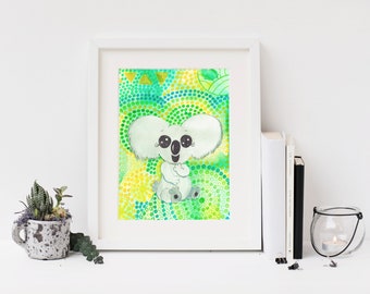 Koala Bär Kunstdruck Baby Koala Kinderzimmer Dekor