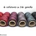 Waxed polyester cord, set of 6 colours x 16 yards, red thread, black thread, grey macrame cord, macrame supplies, black macrame cord, black