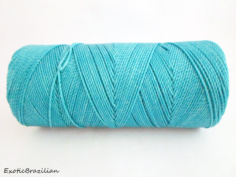 1 spool turquoise turquoise blue waxed polyester cord whole spool of 188yards Linhasita Linhasita TURQUOISE BLUE no229