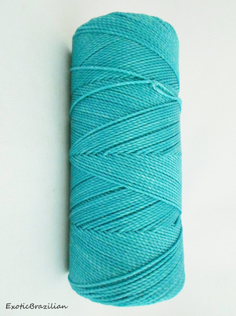 1 spool turquoise turquoise blue waxed polyester cord whole spool of 188yards Linhasita Linhasita TURQUOISE BLUE no229