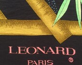 Léonard Paris France lucky bamboo hibiscus silk square vintage square scarf