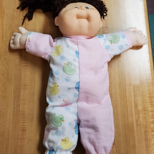 Footed flannel PAJAMA SLEEPERS for 16" 17" Cabbage Patch Kids CPK kids dolls girls+boys