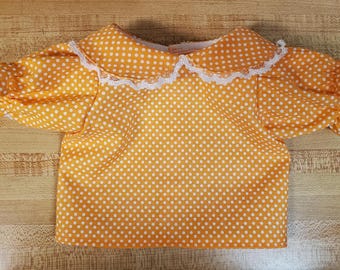 POLKA DOT BLUSE mit Spitzenbesatz am Kragen für 16" Cabbage Patch Kids Cpk Puppen