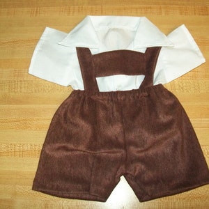 German Bavarian lederhosen shorts with straps and bib and your choice of shirt for 16 inch CPK Cabbage Patch Kids