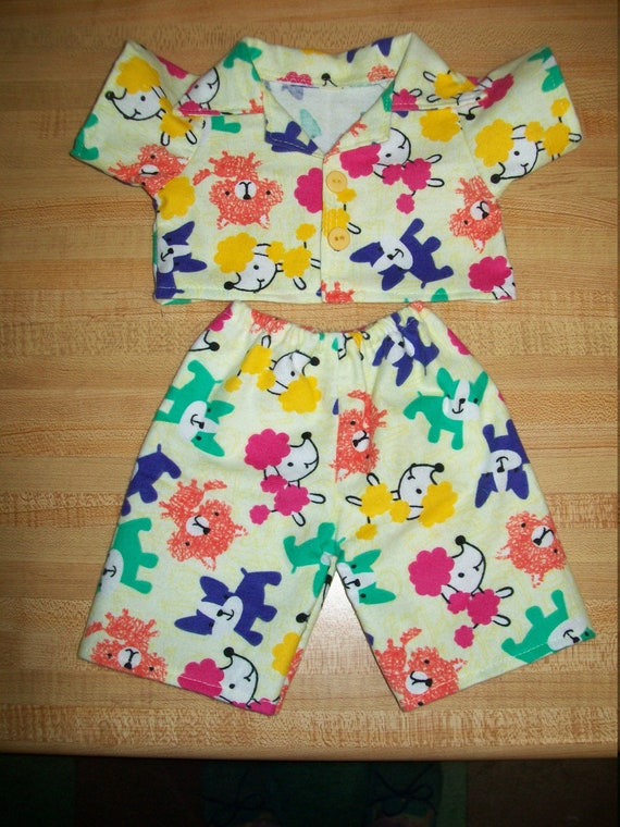 PIRATE ZOO ANIMALS YELLOW flannel pjs pajamas for 16-17/" CPK Cabbage Patch Kids