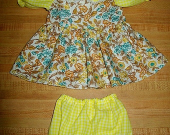 GINGHAM + CALICO DRESS 2 und Panty set--mit Spitze am Kragen für 16 "Cabage Patch Kids cpk Puppen