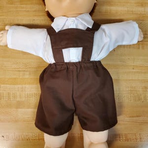 German Bavarian lederhosen shorts with straps and bib and your choice of shirt for 16 inch CPK Cabbage Patch Kids