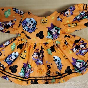PINDA'S MICKEY MINNIE heks zwarte kat pompoen strepen spinnen trick or treat Hallween-jurk voor 16" Cabbage Patch Kids cpk-poppen