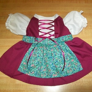 German Bavarian Dirndl dress w/ apron for 16 inch CPK Cabbage Patch Kids dirndyl