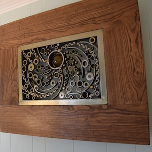 Abstract Wall Art - Metal, Glass and Wood Sculpture - Modern Art - Handmade Wall Decor