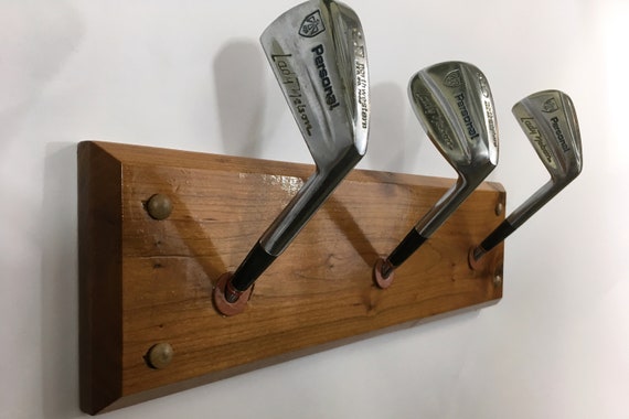 Cherry Wood Golf Club Coat Rack Wall Mounted Clothing Hook Cherry Wood Golf Club Coat Rack Wall, Wooden Golf Coat Rack