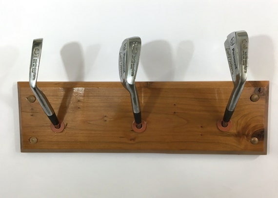 Cherry Wood Golf Club Coat Rack Wall Mounted Clothing Hook Cherry Wood Golf Club Coat Rack Wall, Wooden Golf Coat Rack