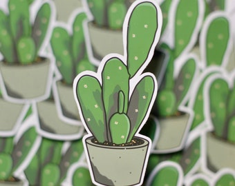 Prickly Pear Cactus Plant Sticker | Matte, Waterproof Die-Cut Sticker