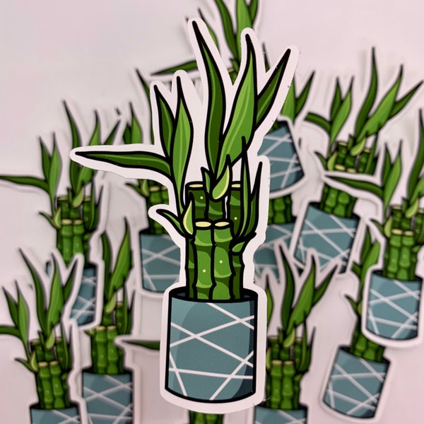 Lucky Bamboo Plant Sticker | Matte, Waterproof Die-Cut Sticker