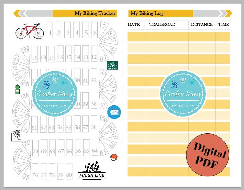 Kids Summer Biking Tracker Printable: Outdoor Activity Log (digital ...