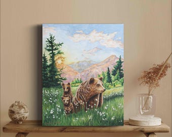 Mountain Echoes - Bears - Original Watercolor Art