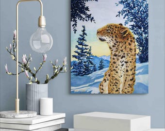Warm Wisp - Snow Leopard - Original Watercolor Art
