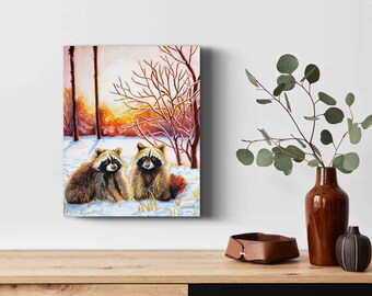 Sprightly Bandits - Raccoons - Original Watercolor Art