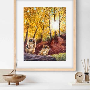 Autumn&#39;s Amber Light - Chipmunks - Limited-Edition Art Prints