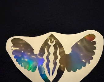 Black holographic vulva fascinum sticker