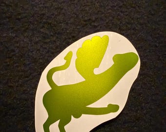 Green satin penis fascinum sticker