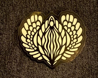 Black and white vulva fascinum glow in the dark sticker