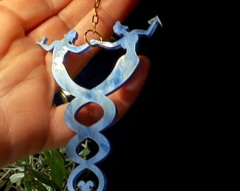 Nuwa and Fuxi ornament, blue and gold