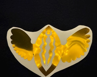 Gold mirror vulva fascinum sticker