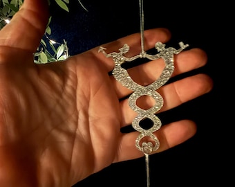 Nuwa and Fuxi ornament, silver glitter