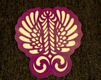 Purple phallus fascinum glow in the dark sticker
