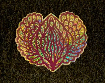 Purple glitter vulva fascinum sticker